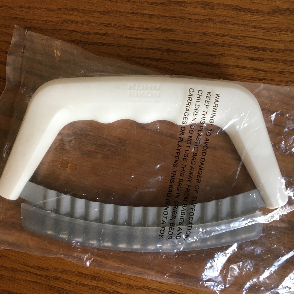 Kuhn Rikon Easy Grip 6" Mezzaluna Knife White NEW